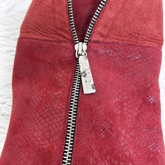 Pilar Avril Red Leather Zipper Boots High Heels Fold Over Size 40 EU 8.5-9 US - Picture 10 of 10